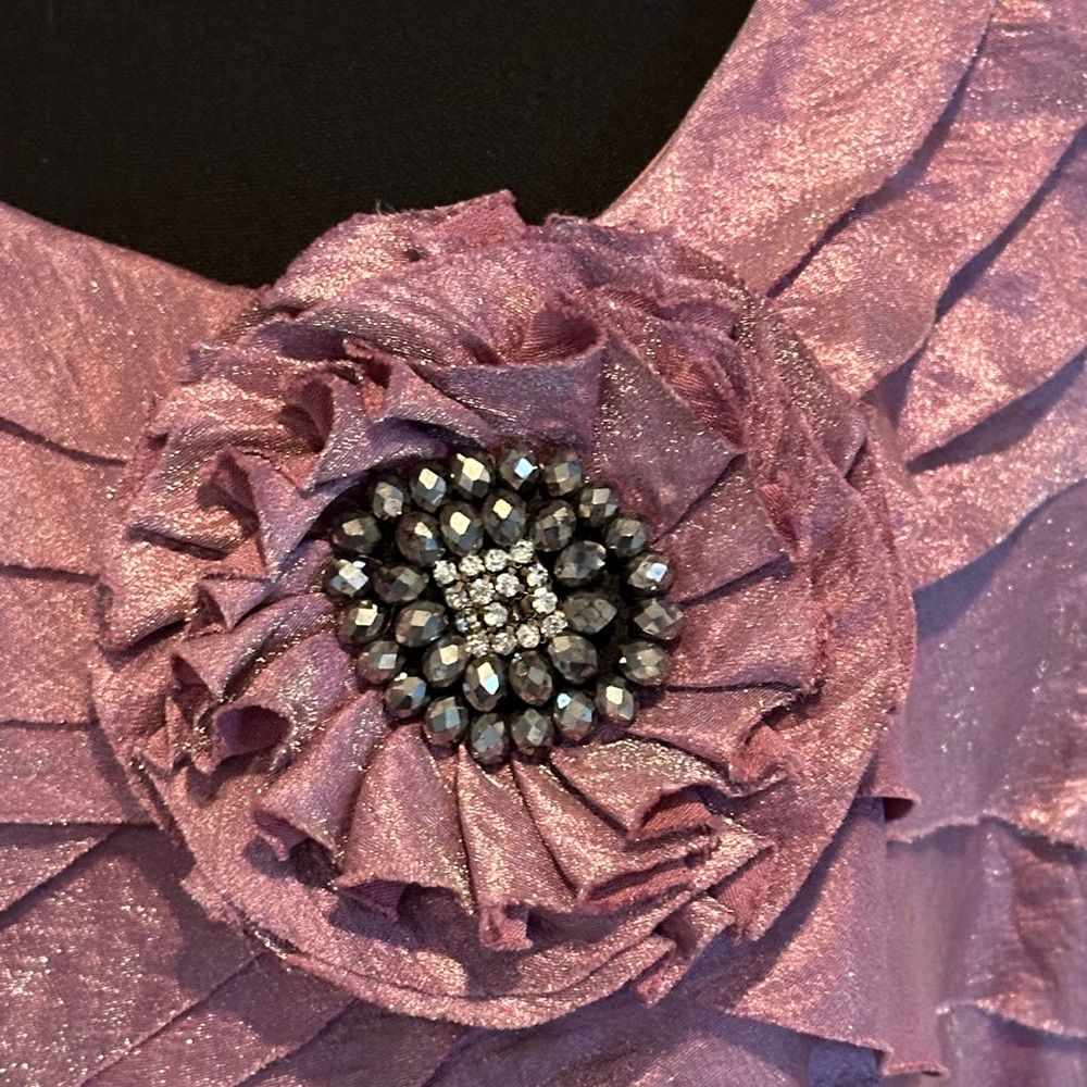 London Times Dress Size 16W purple Tiered Cap Sleeve Midi 💜 - Picture 2 of 11